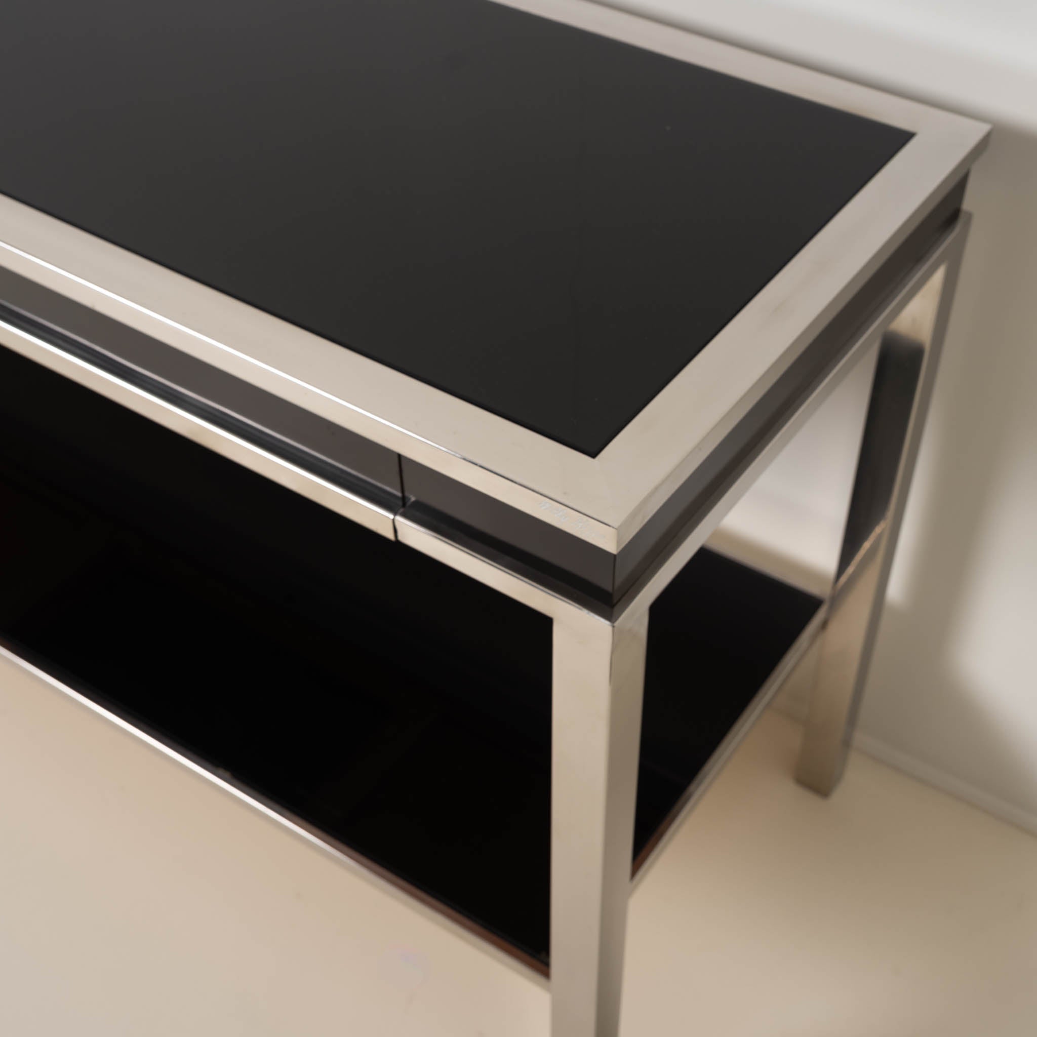 Willy_Rizzo_Cassia_Console_Table_in_Chrome_and_Smoked_Glass,_Italy_1970s