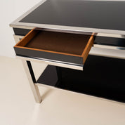 Willy_Rizzo_Cassia_Console_Table_in_Chrome_and_Smoked_Glass,_Italy_1970s