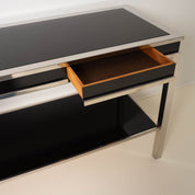 Willy_Rizzo_Cassia_Console_Table_in_Chrome_and_Smoked_Glass,_Italy_1970s