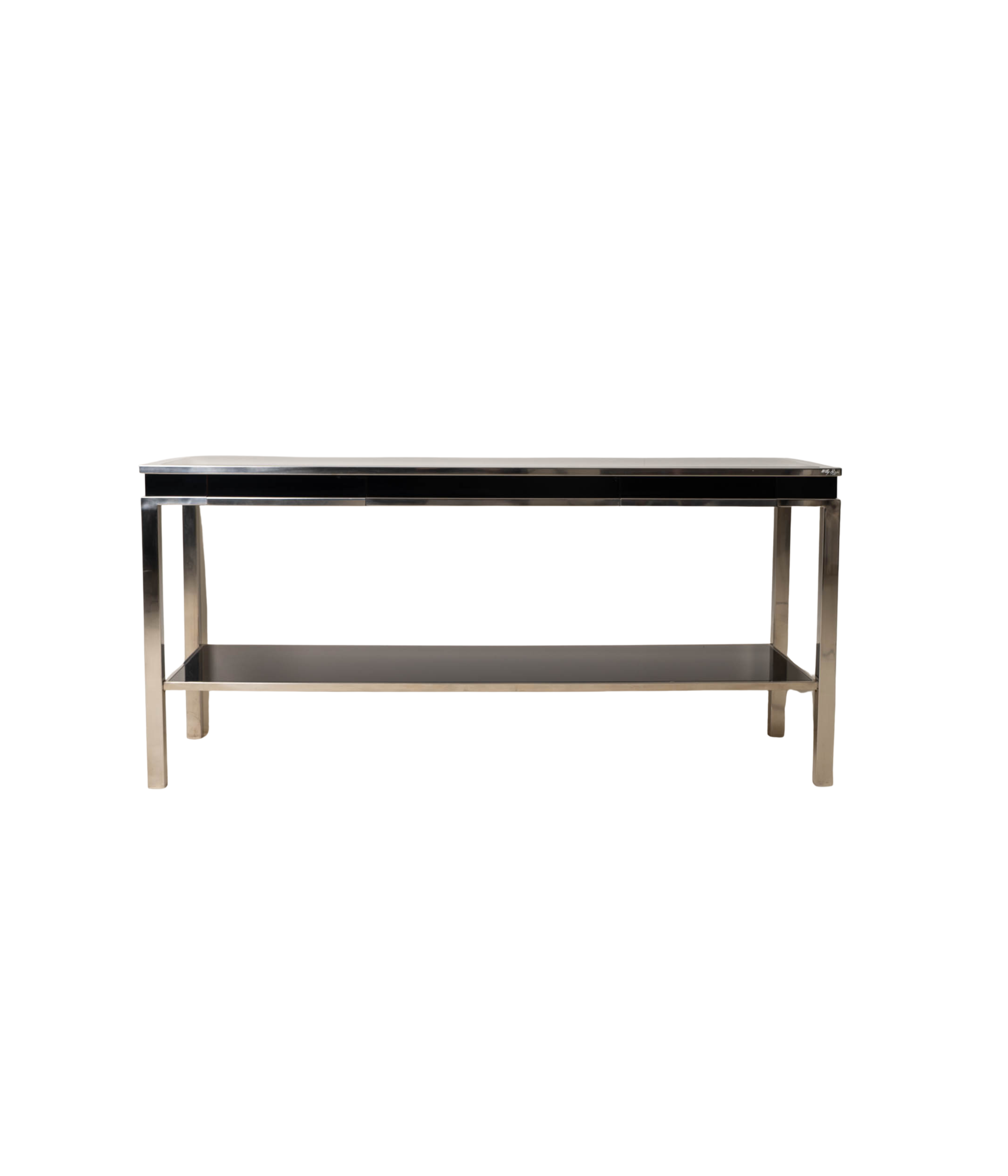 Willy_Rizzo_Cassia_Console_Table_in_Chrome_and_Smoked_Glass,_Italy_1970s