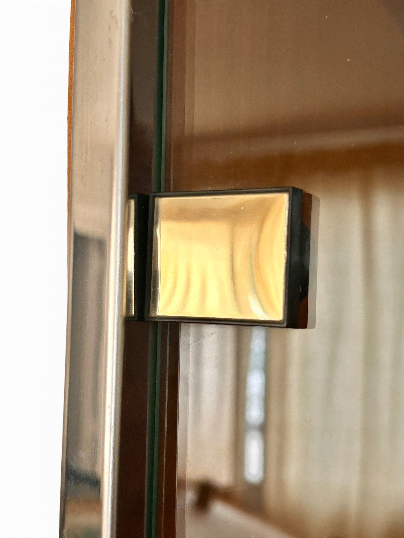 Three-Module_Display_Cabinet_in_Suede,_Smoked_Glass_and_Brass_in_the_Style_of_Willy_Rizzo,_Italy,_1970s