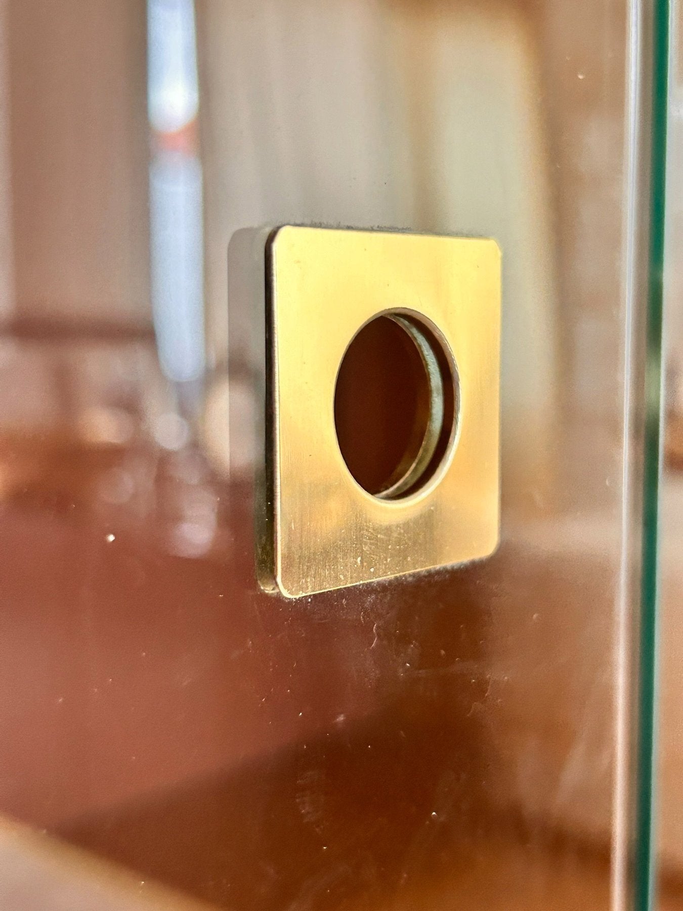 Three-Module_Display_Cabinet_in_Suede,_Smoked_Glass_and_Brass_in_the_Style_of_Willy_Rizzo,_Italy,_1970s
