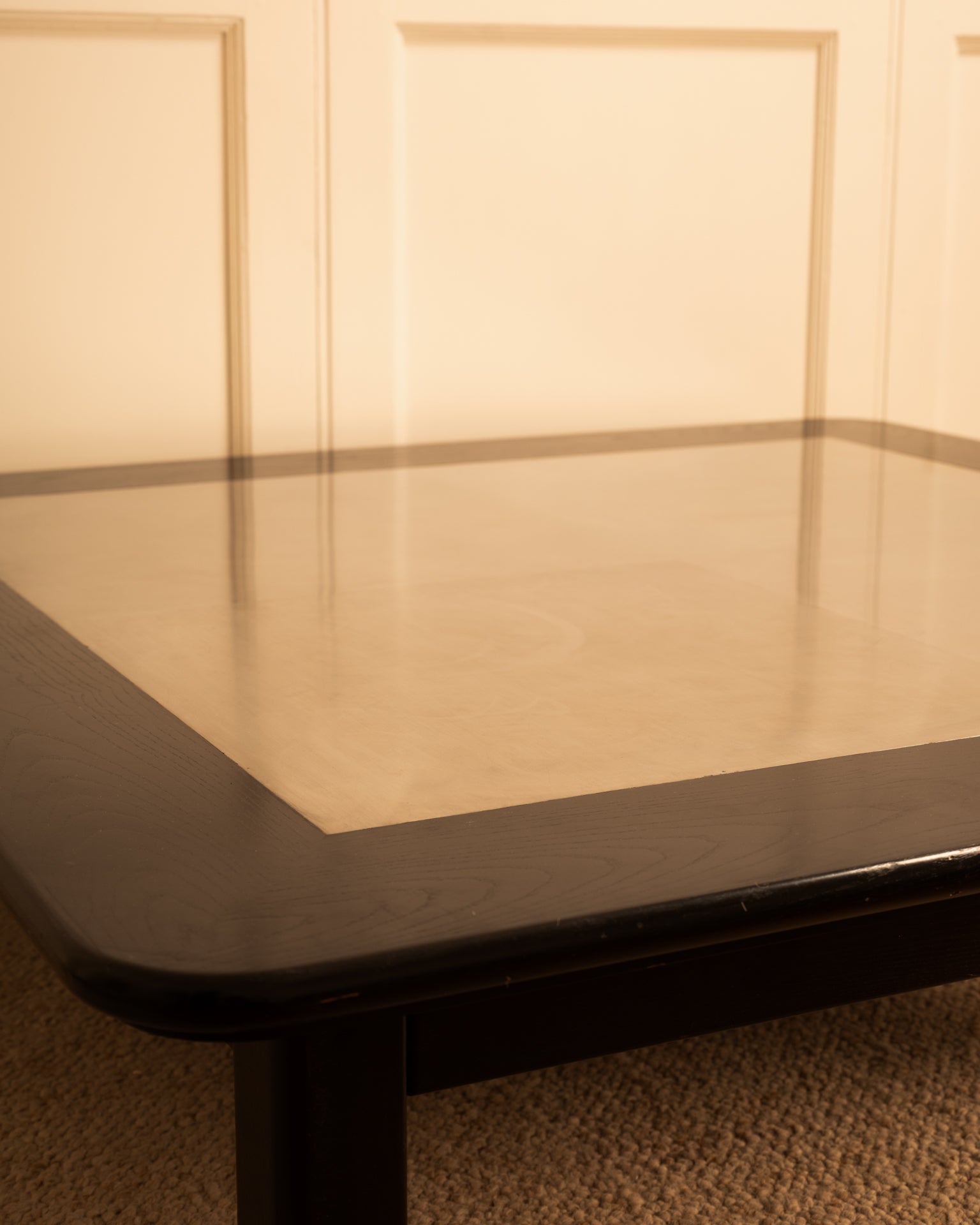 Italian_Square_Coffee_Table_in_Black_Wood_and_Stainless_Steel,_1970s