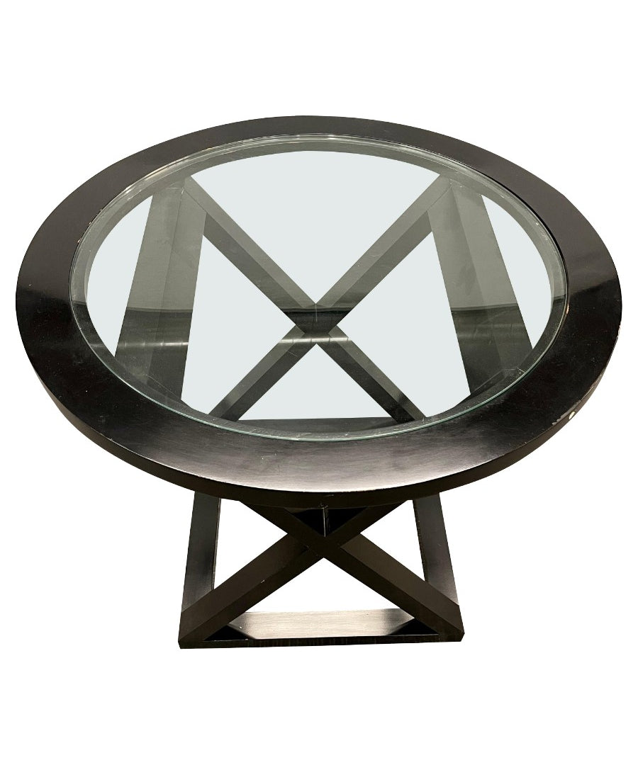 X-Base_Center_Table_Hollywood_Regency_Brass_Glass_1990s_USA