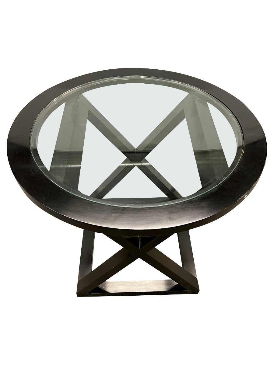 X-Base_Center_Table_Hollywood_Regency_Brass_Glass_1990s_USA