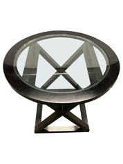 X-Base_Center_Table_Hollywood_Regency_Brass_Glass_1990s_USA