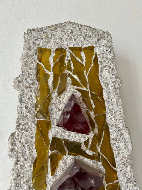 XL_Stained_Glass_Wall_Sconce_in_Cement_and_Glass,_Sweden_1950s