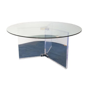 XL_Vintage_Lucite_Chrome_&_Glass_Round_Dining_Table_Display_Hollywood_Regency_Postmodern