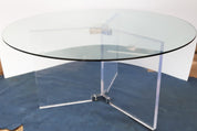 XL_Vintage_Lucite_Chrome_&_Glass_Round_Dining_Table_Display_Hollywood_Regency_Postmodern