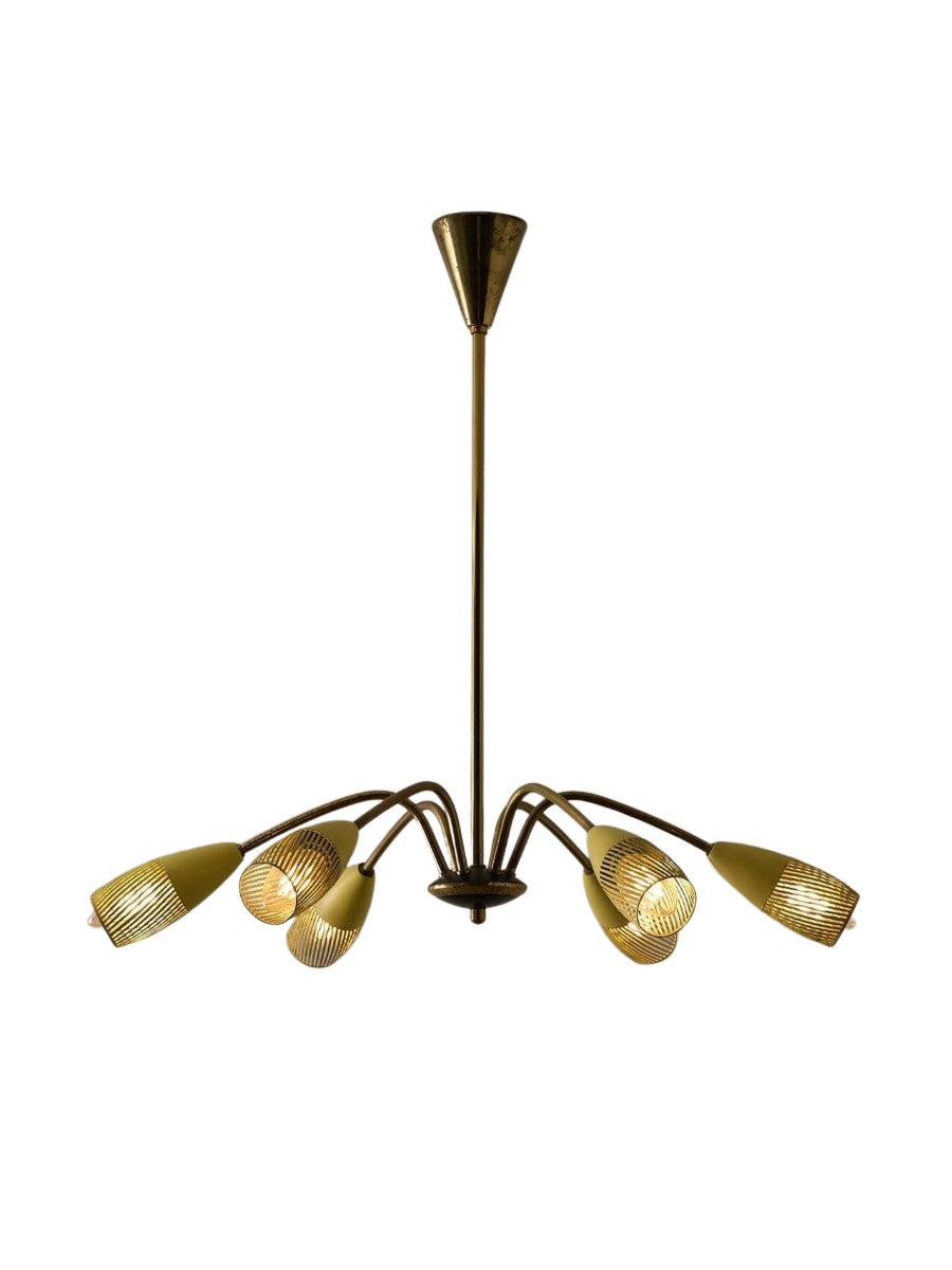 Yellow_Chandelier,_Mid-Century_Modern,_Brass_&_Steel,_1950s,_Italy