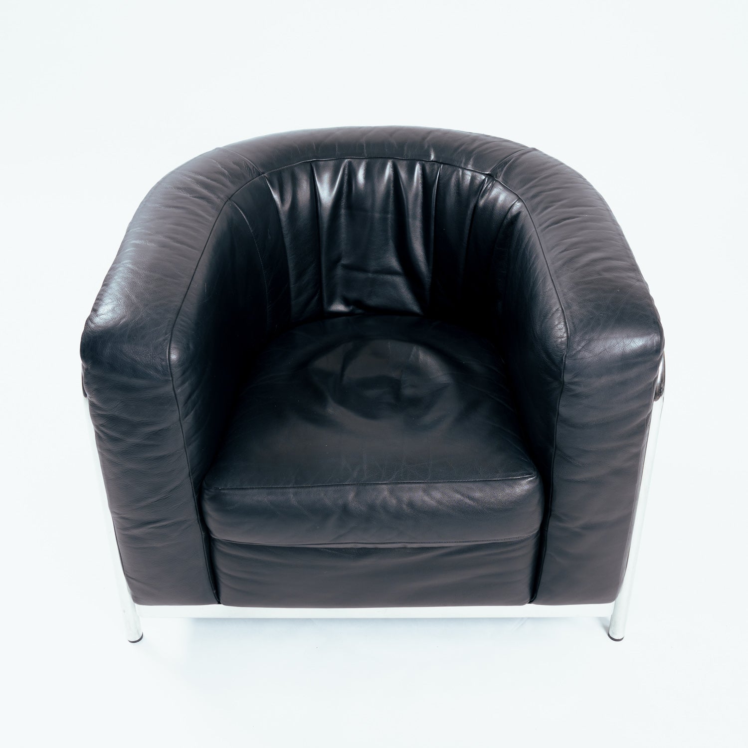 Onda_Lounge_Chair_by_De_Pas,_D’Urbino_&_Lomazzi_for_Zanotta_in_Black_Leather,_Italy_1985