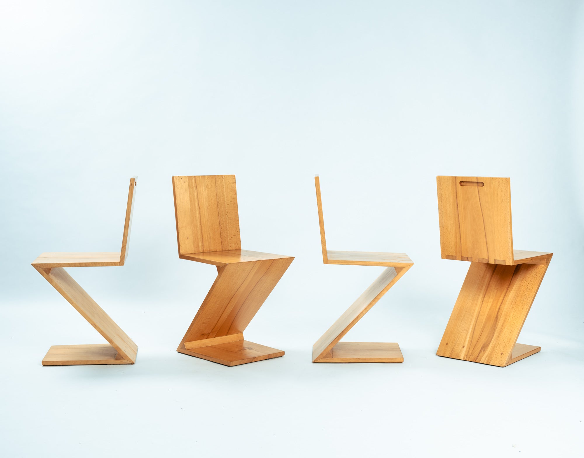 Set_of_4_Zig_Zag_Chairs_After_Gerrit_Rietveld,_Solid_Ash_Cantilever_Chair,_Dutch_De_Stijl_Design