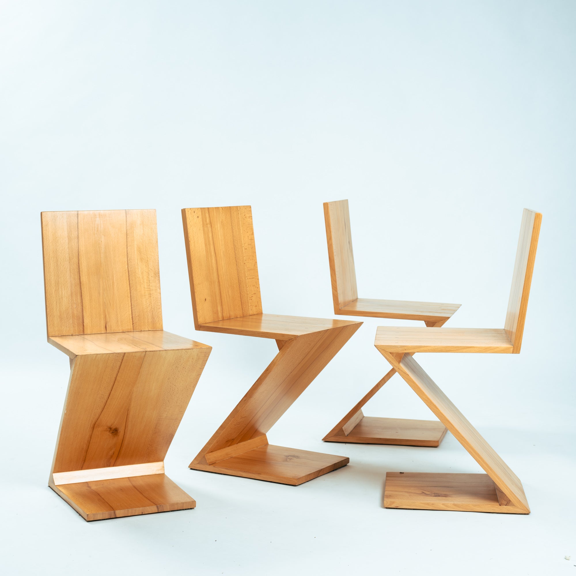 Set_of_4_Zig_Zag_Chairs_After_Gerrit_Rietveld,_Solid_Ash_Cantilever_Chair,_Dutch_De_Stijl_Design