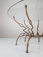 Zigzag_Bronze_Faux_Bamboo_Hollywood_Regency_Coffee_Table,_1960s