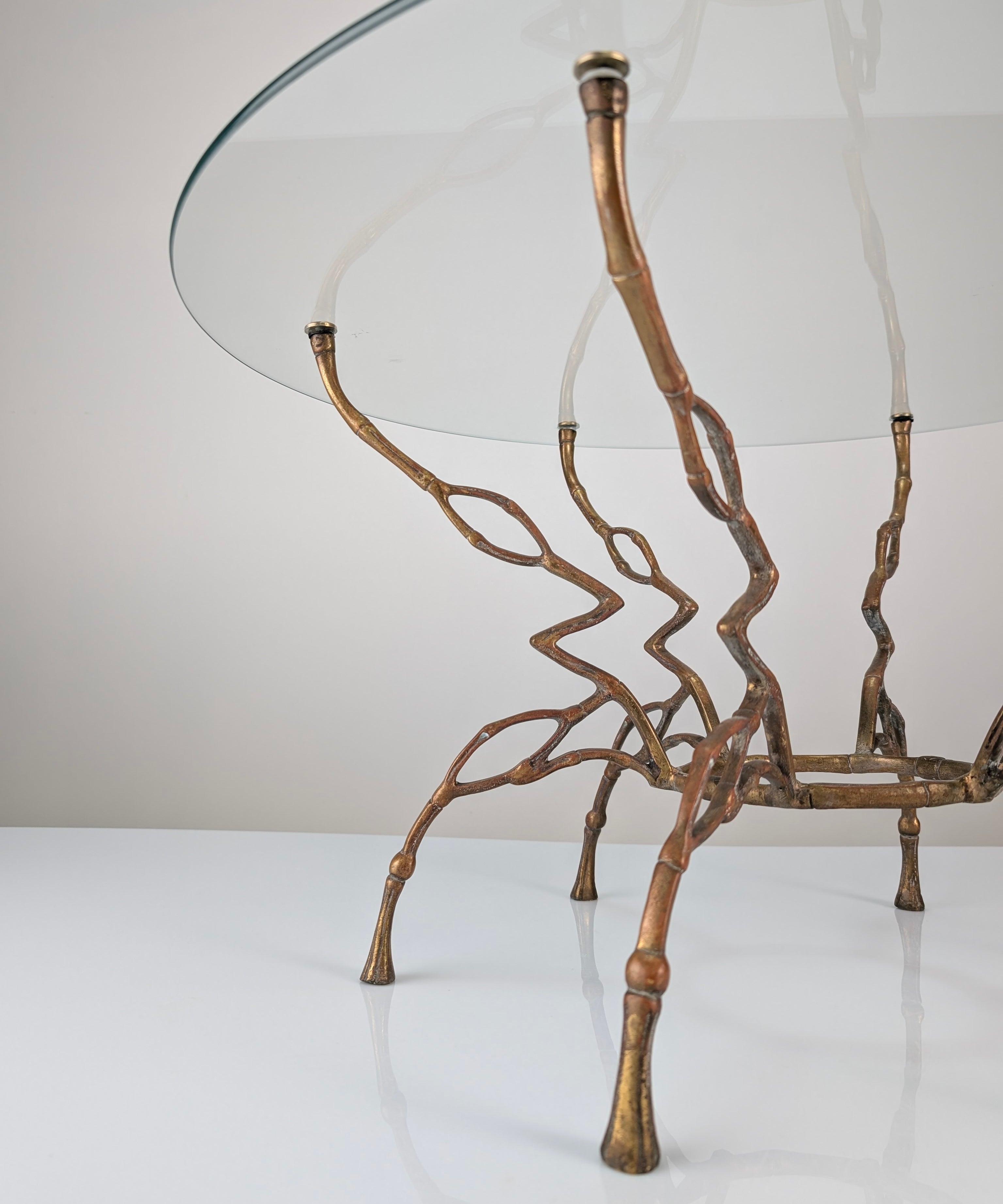 Zigzag_Bronze_Faux_Bamboo_Hollywood_Regency_Coffee_Table,_1960s