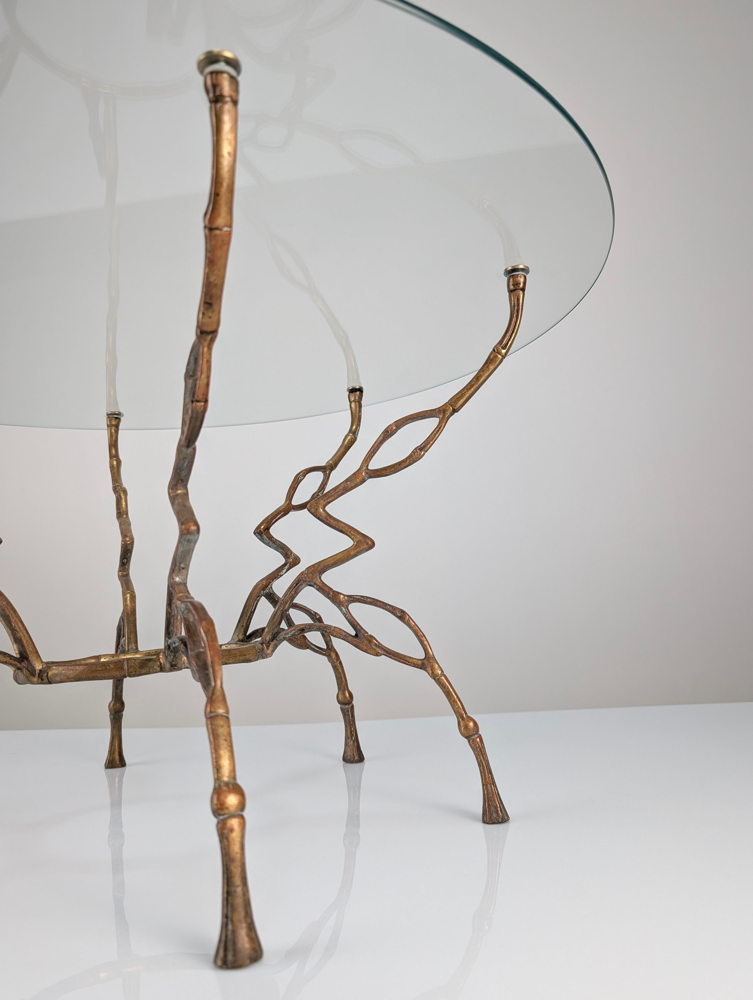 Zigzag_Bronze_Faux_Bamboo_Hollywood_Regency_Coffee_Table,_1960s