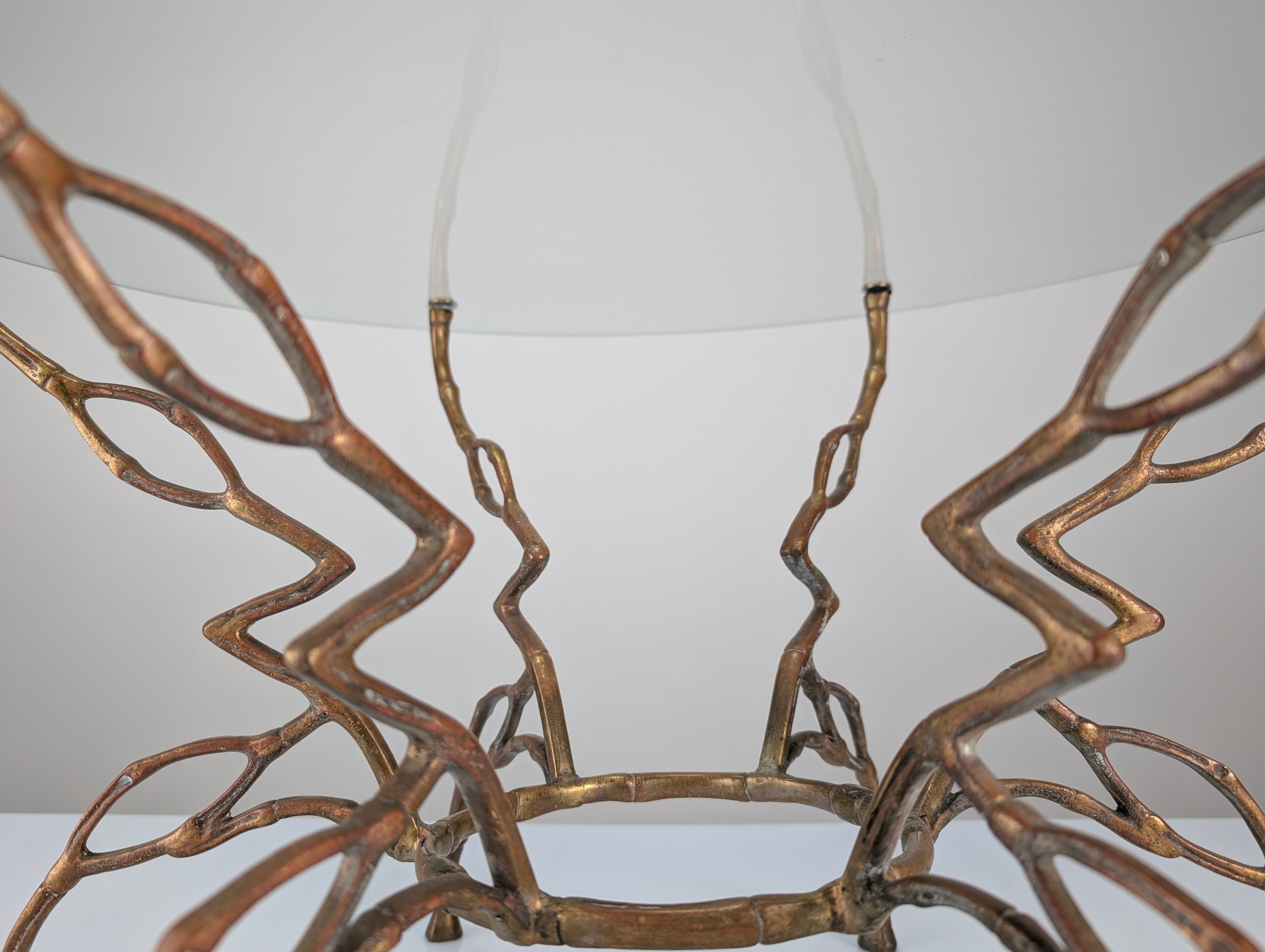 Zigzag_Bronze_Faux_Bamboo_Hollywood_Regency_Coffee_Table,_1960s